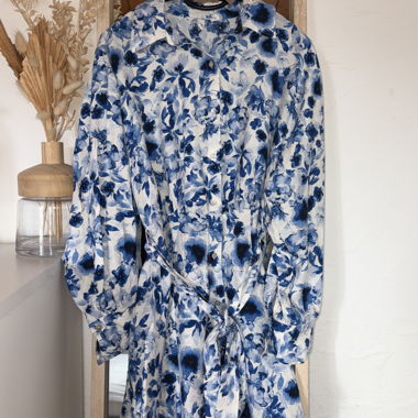 H&M - Robe fleurie bleu et blanche avec fleurs Gr. S