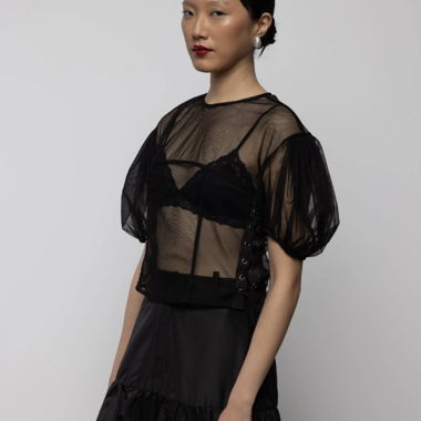 Transparente Bluse mit Puffärmeln von Esthé