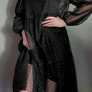 Robes combo H&M noire en tulle a pois