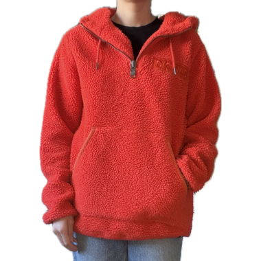 Orange sherpa fleece hoodie