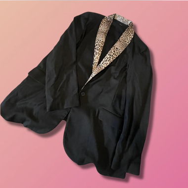 Black Jacket with Leopard Collar