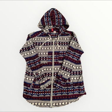 Felpa con cappuccio e zip con stampa geometrica