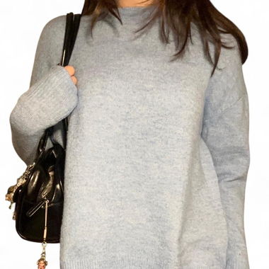 Blue knit sweater with mock neck, size s