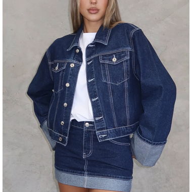 Giacca in denim Dark Indigo / White Fox