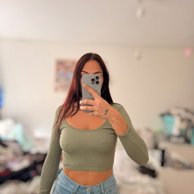 ZARA Khaki Ribbed Crop Top