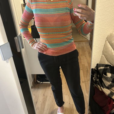 Striped glitter long sleeve top