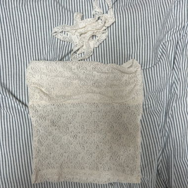 Top bandeau in pizzo crema