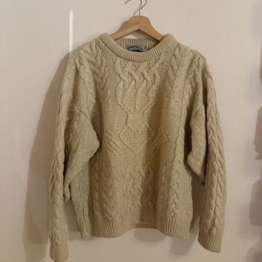 Vintage Strickpullover Wolle S/M Schottland Beige