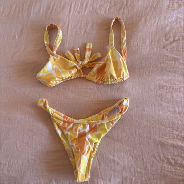 Yellow Orange Printed Bikini