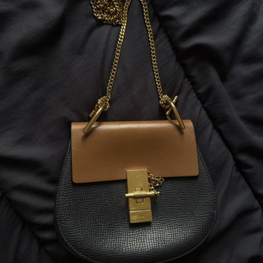 CHLOE Drew borsa a tracolla con catena blu navy e marrone
