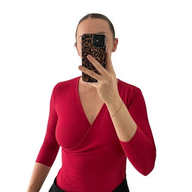 Body rosso con scollo a incrocio