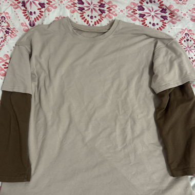 Langarmshirt beige/braun Gr. L