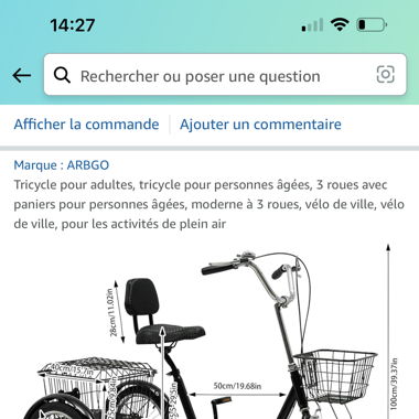 Vélo adulte à trois roues 