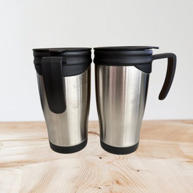 2x Stainless Steel Thermal Mugs – New & Unused