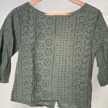 Blouse fleurs verte