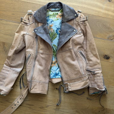 Veste en cuir beige