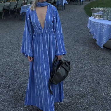 Robe portefeuille à rayures bleu