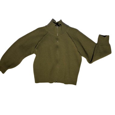 Giacca in maglia con zip verde oliva
