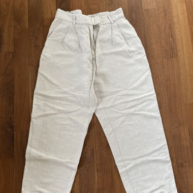 Creme Leinenhose