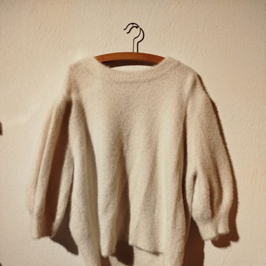 Pull blanc avec manche bouffante - Chicorée
