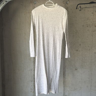 Ecru Ribbed Midi Knit Dress