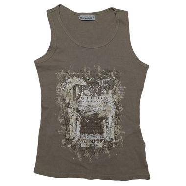 Clockhouse Grunge Graphic Ribbed Tank