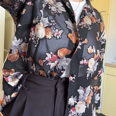 Transparent Black Floral Shirt