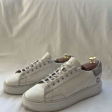 D.A.T.E. White Leather Low Top Sneaker  – Size 40