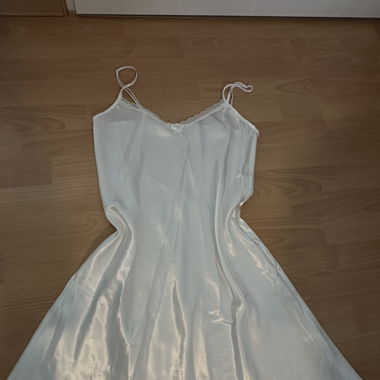 white satin slip dress, size s