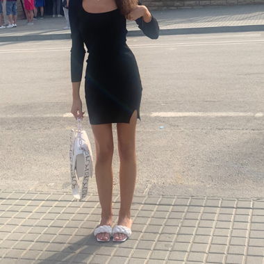 Schwarzes Knielanges Kleid
