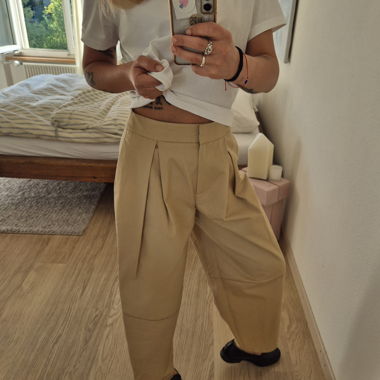 Pantalon ample beige parachute