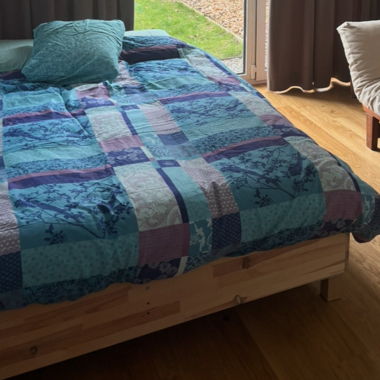 Parure de lit patchwork bleue