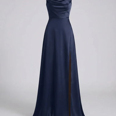 Robe maxi bleue élégante pour femmes avec fente