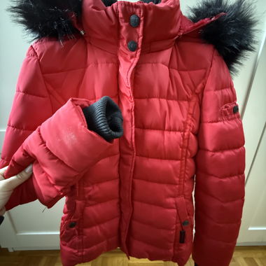 Navahoo Red Winter Puffer Jacket - Faux Fur Hood