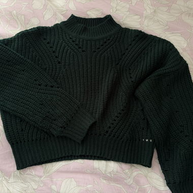 Maglione corto lavorato a maglia Hailys verde scuro