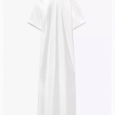 Abito midi effetto satin bianco -