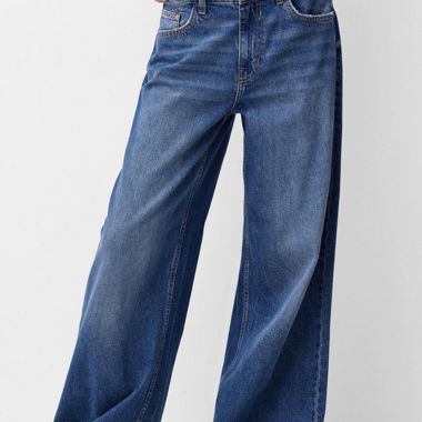 Jeans baggy bleu foncé taille basse