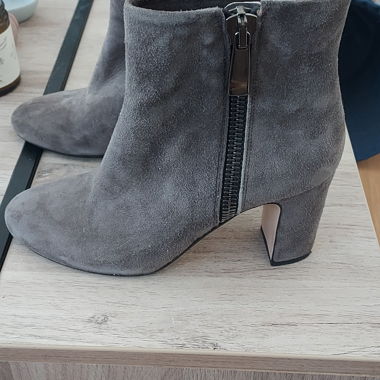 Grey suede ankle boots