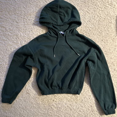 Dark Green Cropped Hoodie