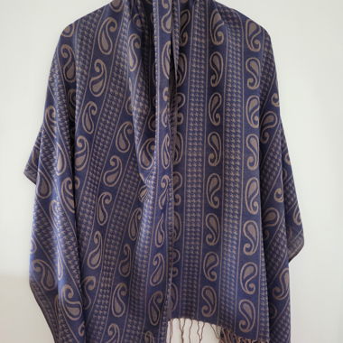 Large Paisley Scarf in Blue and Brown