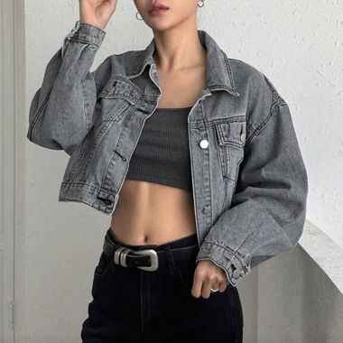 Giacca jeans grigia corta