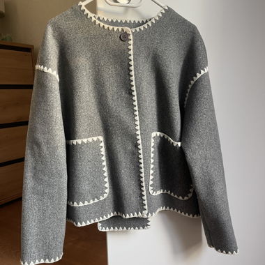 NELLY Grey Jacket with Scarf