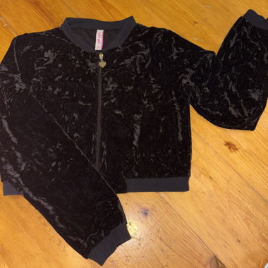 Soft girl black zipup hoodie kids bomber jacket