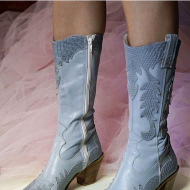 Santiags en cuir bleu pastel  - Italie 