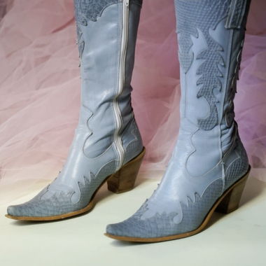 Santiags en cuir bleu pastel  - Italie 
