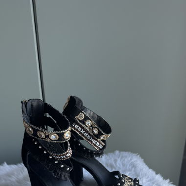 Boho Heels Sandal - Black