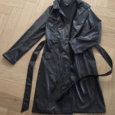 SHEIN black coat with leather look