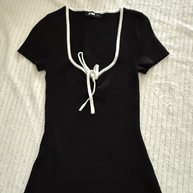 Black Tie-Front Dress