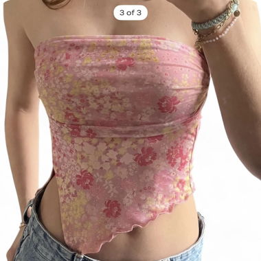 Pinkes Tube-Top mit Blumenmuster