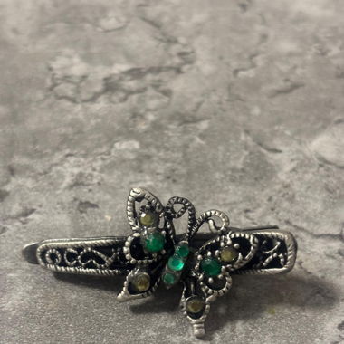 Vintage Haarspange mit Schmetterling & Edelstein